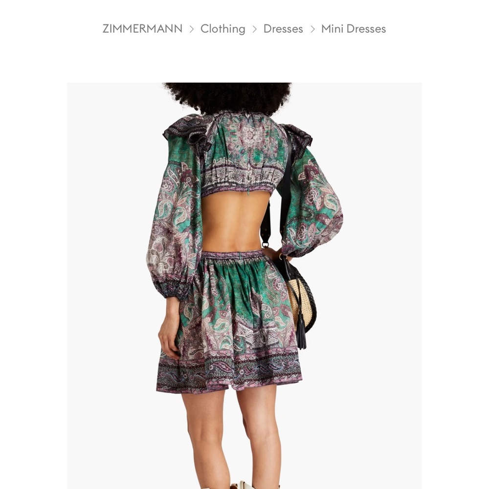 Zimmermann Green and Purple Backless Dress size 0 - Picture 4 of 6